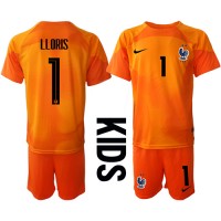 Echipament fotbal Franţa Hugo Lloris #1 Portar Tricou Acasa Mondial 2022 pentru copii maneca scurta (+ Pantaloni scurti)